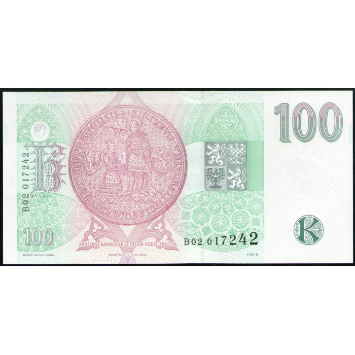 Чехия 100 Крон 1995 год , UNC