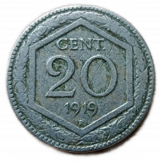 Италия 20 Чентезимо 1919 год 