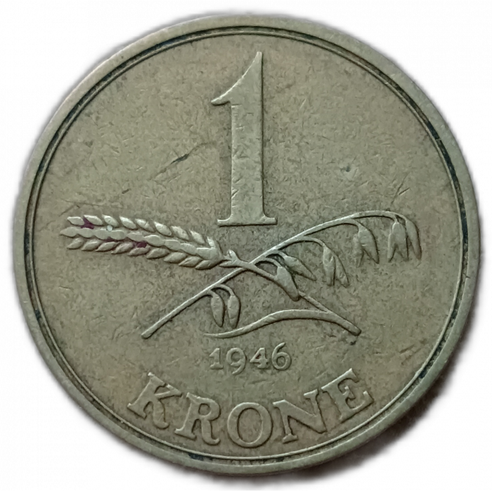 Дания 1 Крона 1946 год , Король Кристиан 10