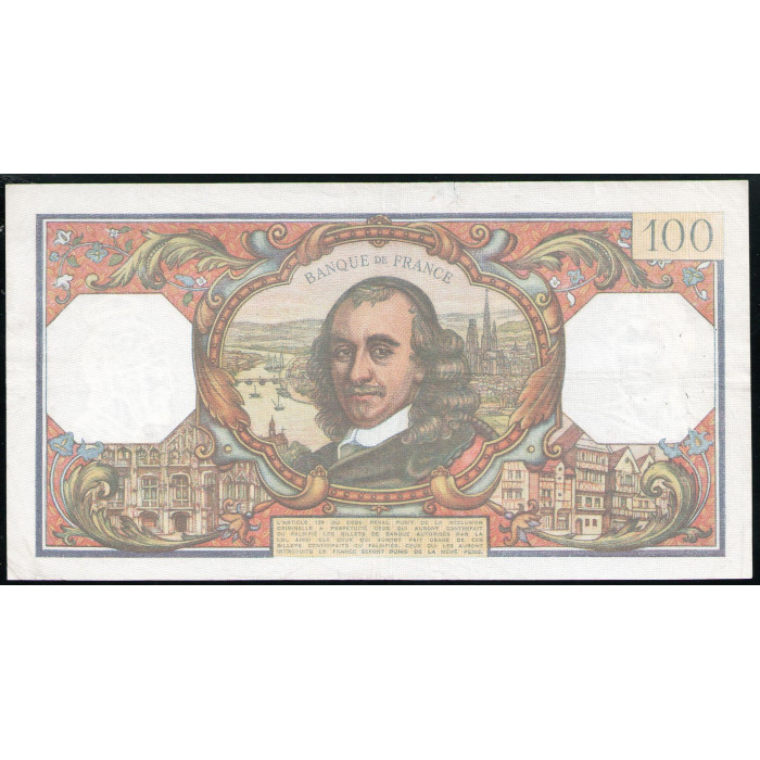 Франция 100 Франков 1964 год , VF , Французский драматург Пьер Корнель , Версальский Театр, Руан