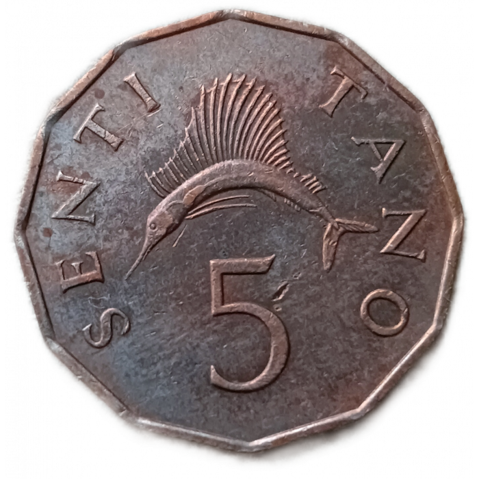 Танзания 5 Сенти 1966 год , Рыба-парусник
