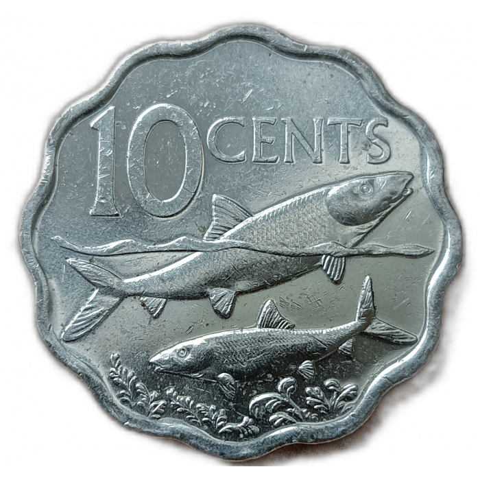 Багамы ,Багамские Острова 10 Центов 2007 год , Рыба Альбула , Елизавета 2