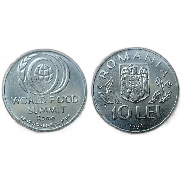 Румыния 10 Леев 1996 год , ФАО, Всемирный саммит по продовольствию Риме 1996 года