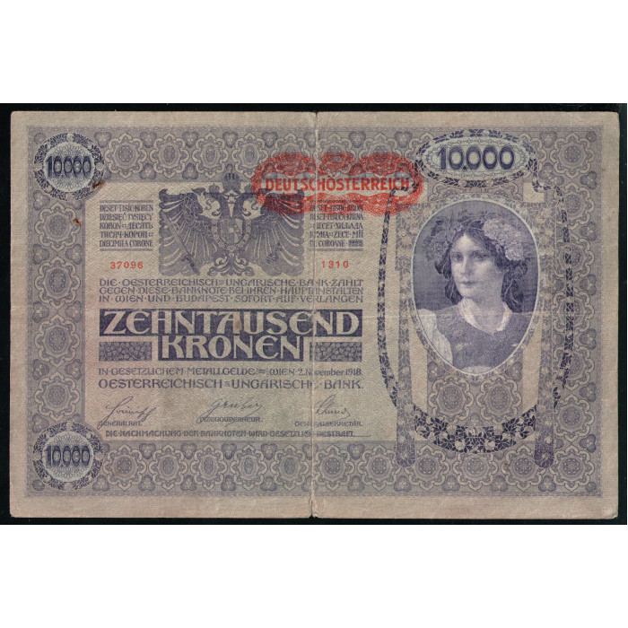 Австрия 10000 Крон 1919 год , Надпечатка