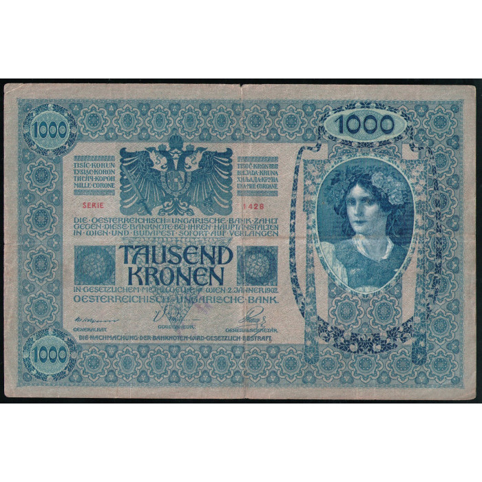 Австрия 1000 Крон 1919 год , Надпечатка