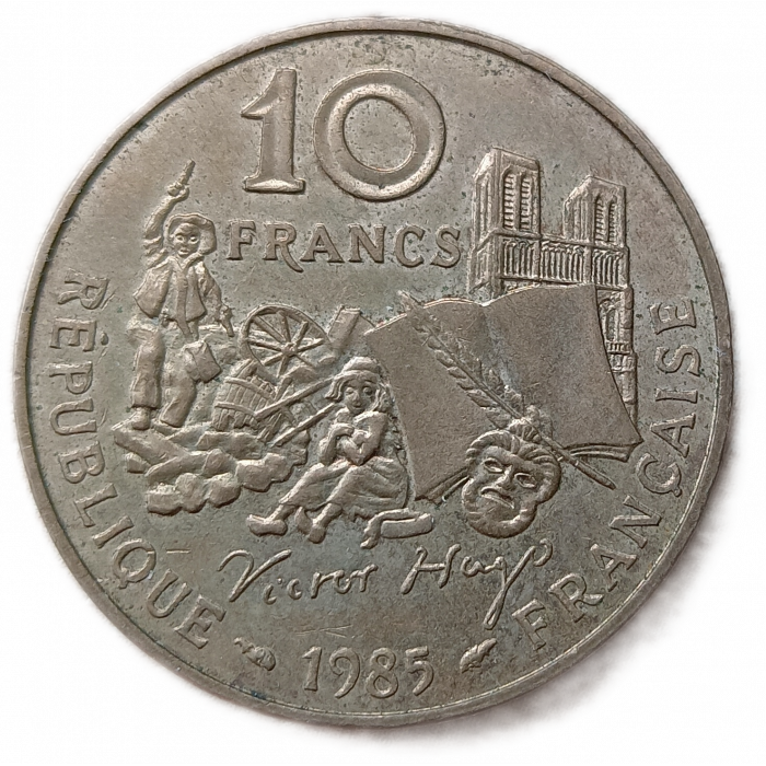 Франция 10 Франков 1985 год , Виктор Гюго, 100-летие смерти