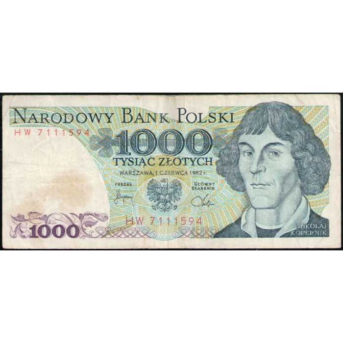 Польша 1000 Злотых 1982 год , Николай Коперник