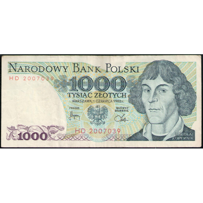 Польша 1000 Злотых 1982 год , Николай Коперник