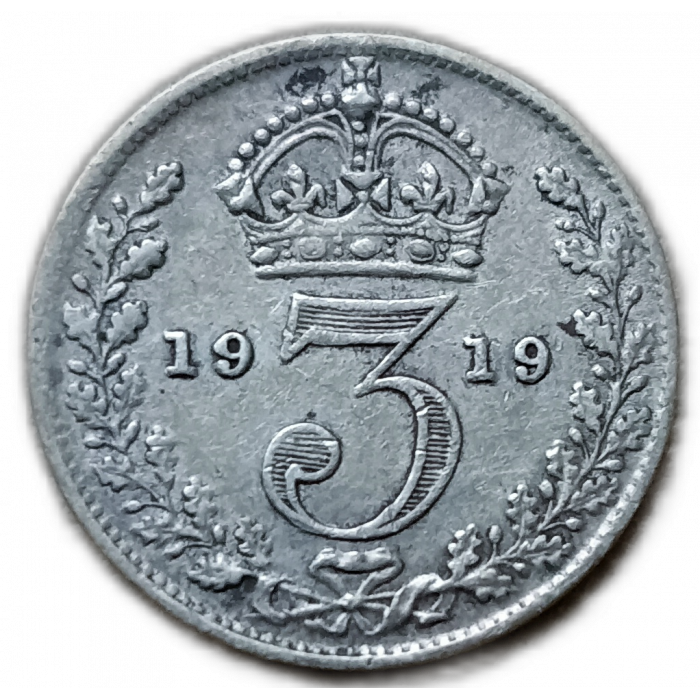 Великобритания 3 Пенса 1919 год Король Георг 5 Серебро