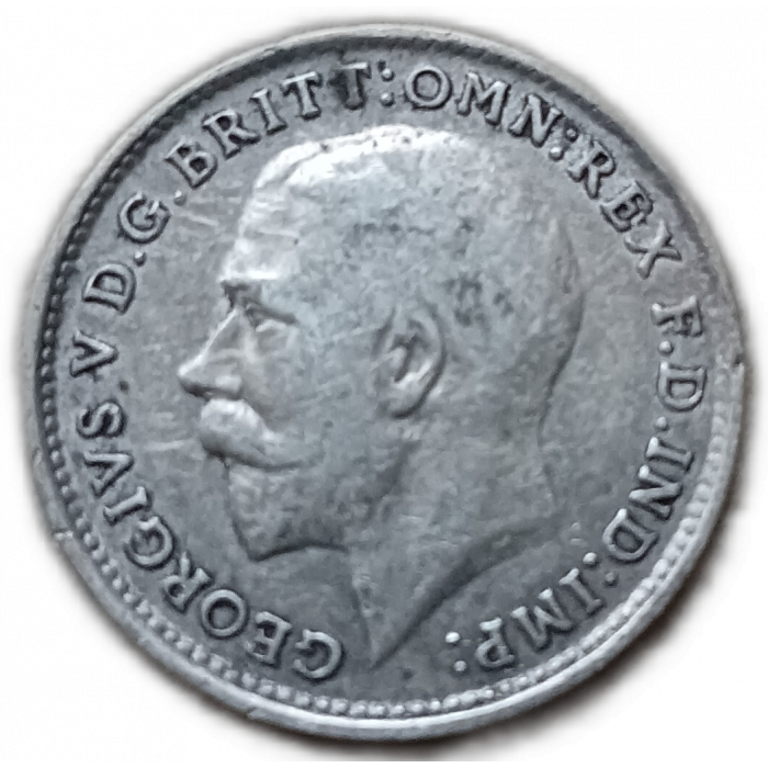 Великобритания 3 Пенса 1919 год , Король Георг 5 , Серебро