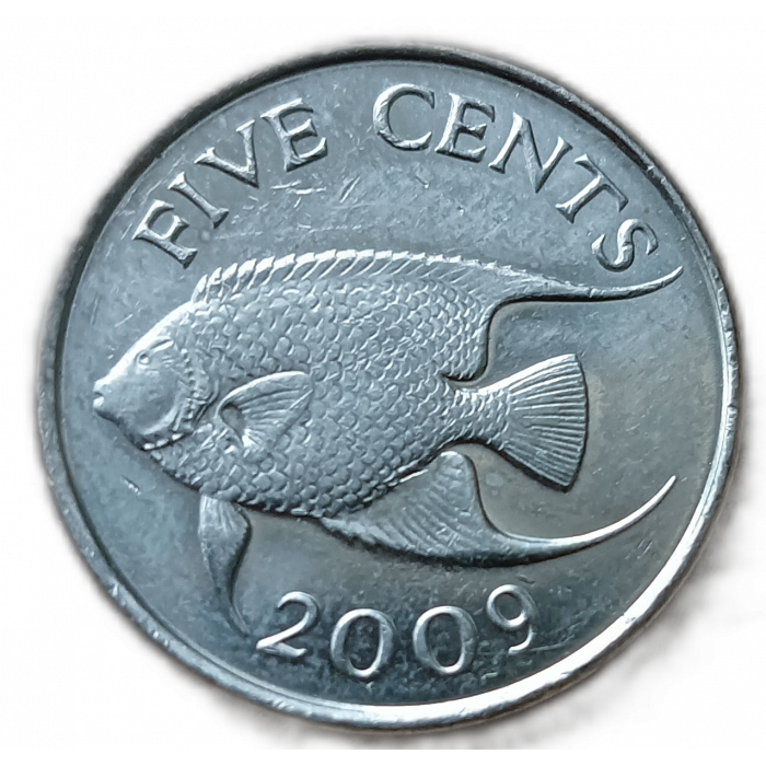 Бермуды, Бермудские острова 5 Центов 2009 год , Королевская рыба ангел, Елизавета II