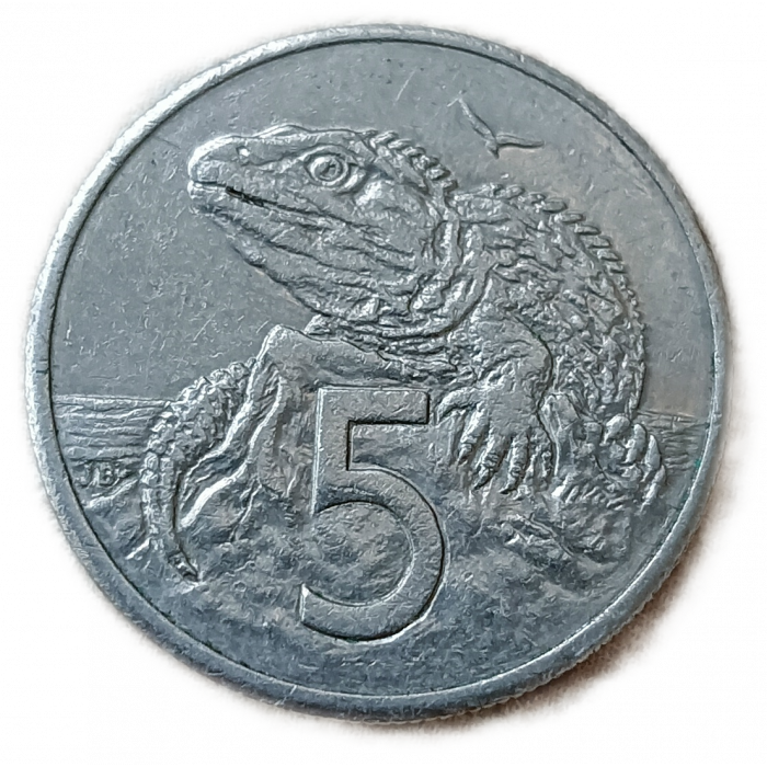 Новая Зеландия 5 центов 1987 год , Ящерица Гаттерия