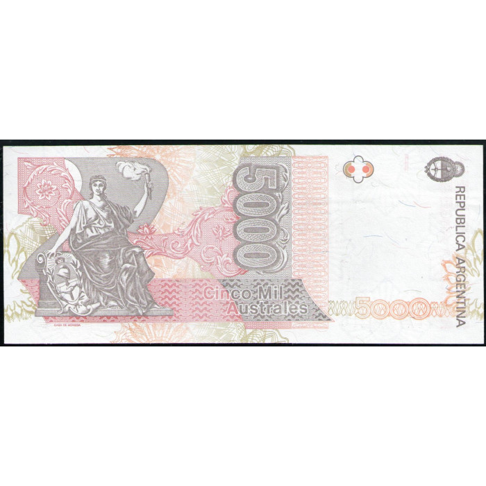 Аргентина 5000 Аустралей 1991 год, AUNC, Мигель Хуарес Селман