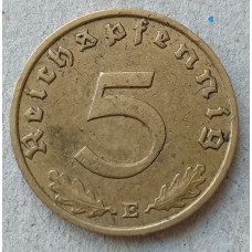 Германия 5 Рейхспфеннигов 1939 год , E , Третий Рейх , бронза
