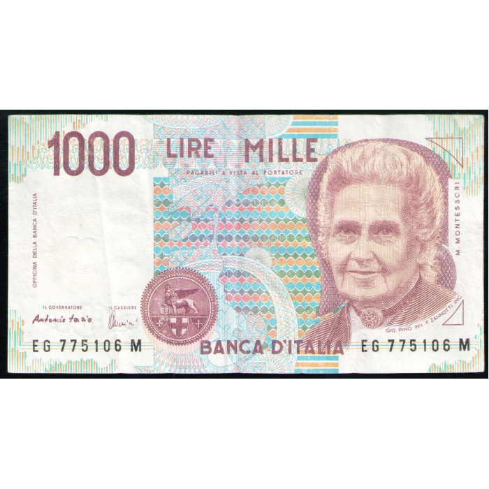 Италия 1000 Лир 1990 год , Мария Монтессори