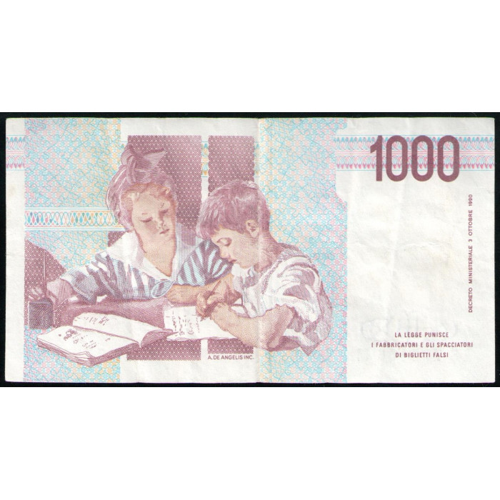 Италия 1000 Лир 1990 год , Мария Монтессори