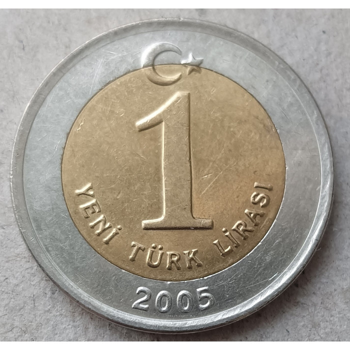 Турция 1 Новая Лира 2005 год, Мустафа Кемаль Ататюрк, биметалл