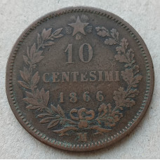 Италия 10 Чентезимо 1866 год , Виктор Эммануил 2