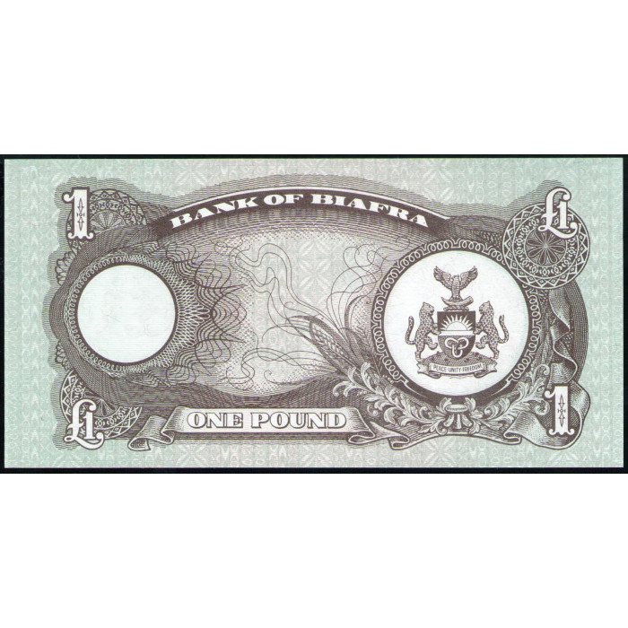 Биафра 1 Фунт 1969 год , UNC,  Пальма