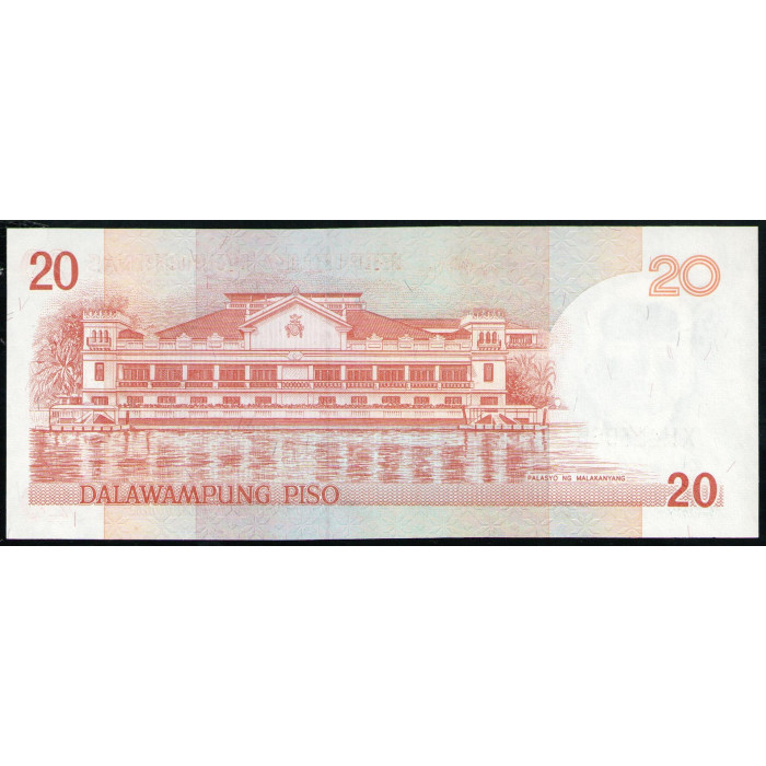 Филиппины 20 Песо 2005 год , АUNC, Мануэль Кесон, Дворец Малаканьянг