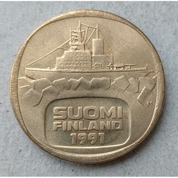Финляндия 5 Марок 1991 год , Ледокол Герой