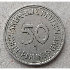 Германия , ФРГ 50 Пфеннигов 1989 год , D