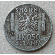 Албания 0,5 Лек 1941 год , Виктор Эммануил 3