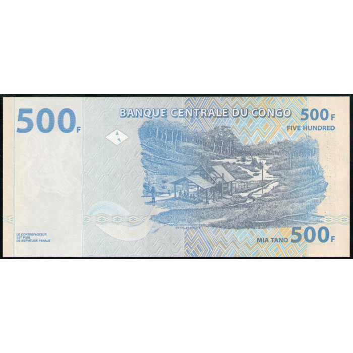 Конго 500 Франков 2002 год , UNC , Добыча алмазов , долина Этроит