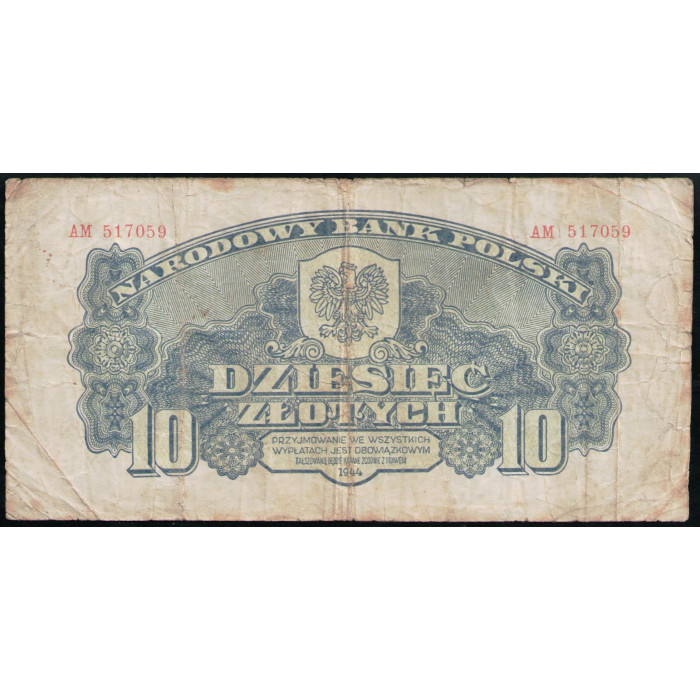 Польша 10 Злотых 1944 год