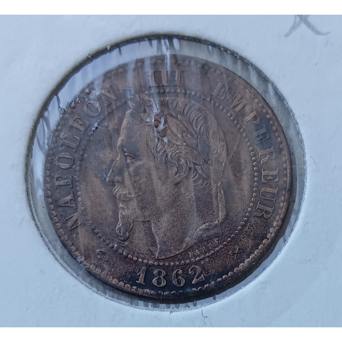Франция 2 Сентима 1862 год , Наполеон 3