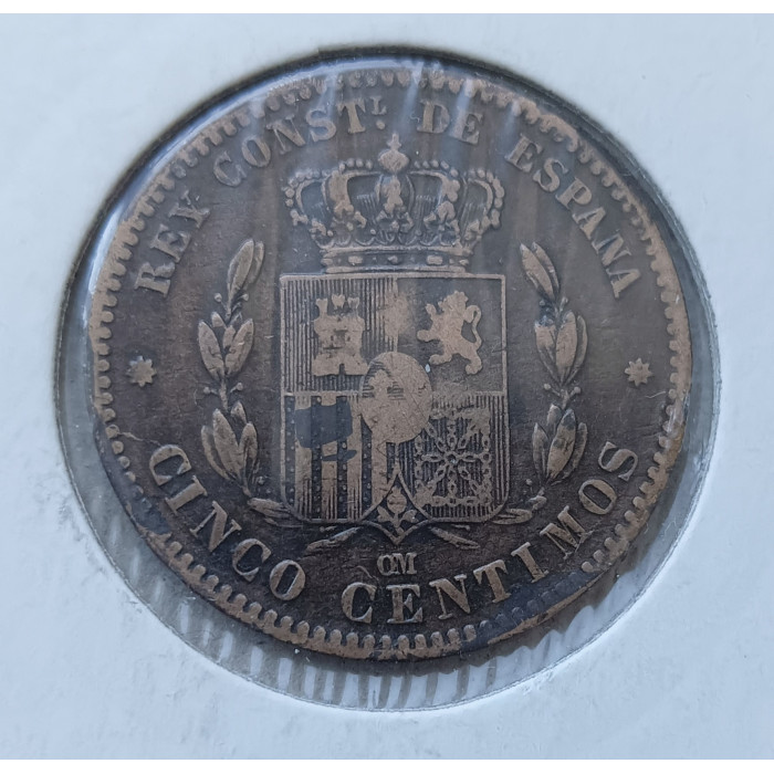 Испания 5 Сентимо 1879 год , Альфонс 12