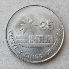Куба 25 Сентаво 1981 год , Интур , Национальный Институт Туризма , пальма, цветок