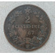 Италия 2 Чентезимо 1867 год , Король Виктор Эммануил 2