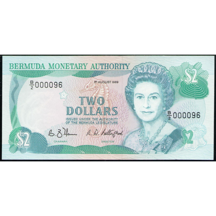 Бермудские острова 2 Доллара 1989 год , UNC