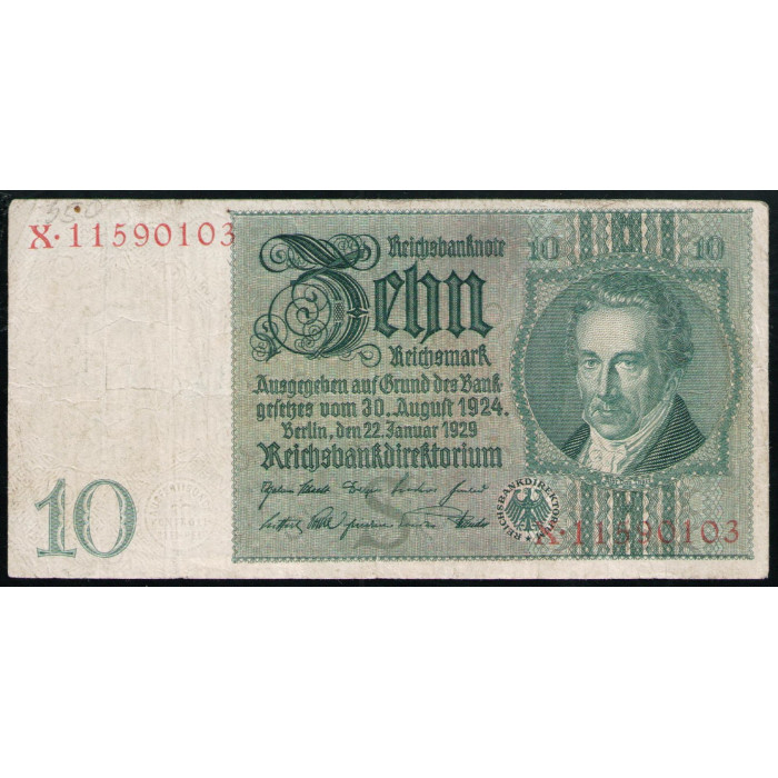 Германия 10 Рейхсмарок 1929 год