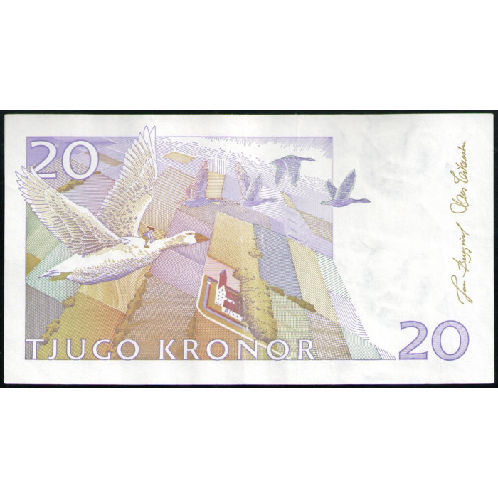 Швеция 20 Крон 2003 год , VF, Шведская писательница Сельма Лагерлеф , Чудесное путешествие маленького Нильса с дикими гусями