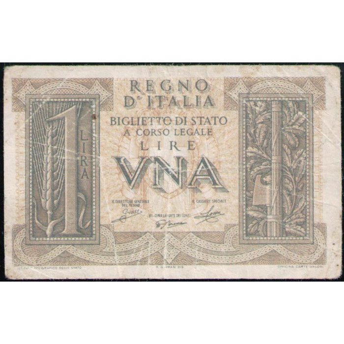 Италия 1 Лира 1939 год