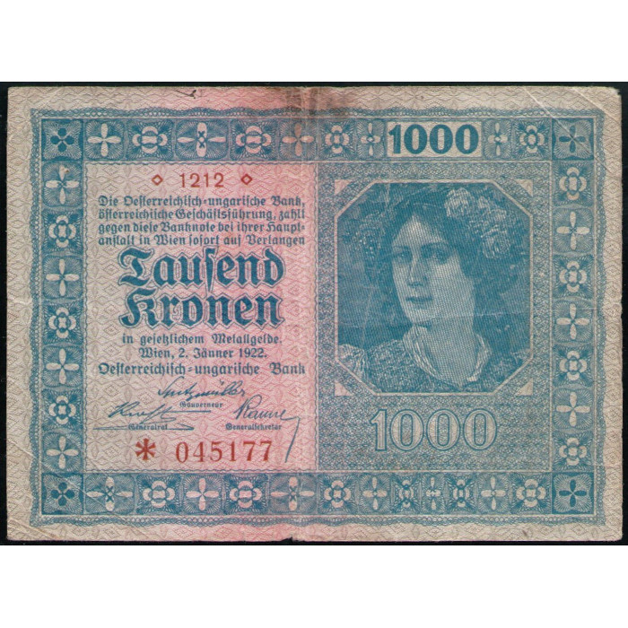Австрия 1000 Крон 1922 год 