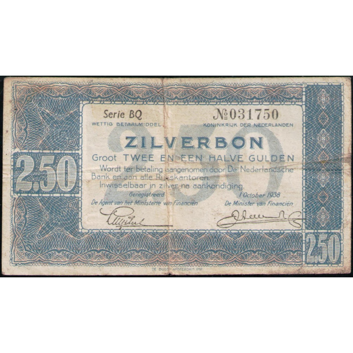 Нидерланды 2,5 Гульдена 1938 год