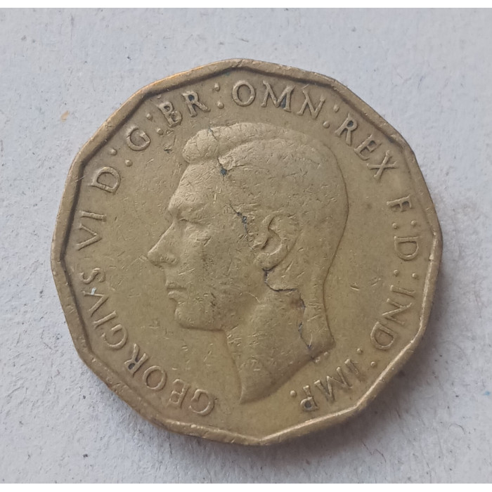 Великобритания 3 Пенса 1943 год , Армерия приморская , Король Георг 6