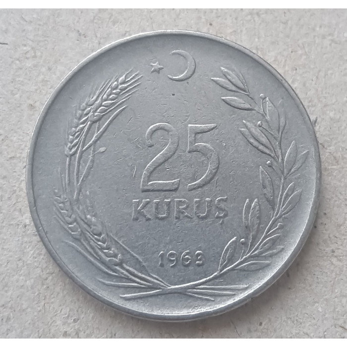 Турция 25 Куруш 1963 год 
