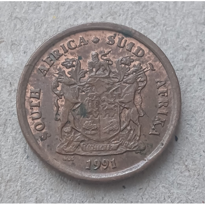ЮАР 1 Цент 1991 год , Птица , Воробей , Герб