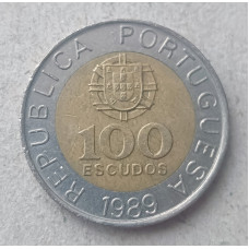 Португалия 100 Эскудо 1989 год , Педро Нуниш , Биметалл