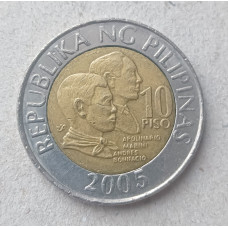 Филиппины 10 Песо 2005 год , Национальные герои Мабини и Бонифасио 