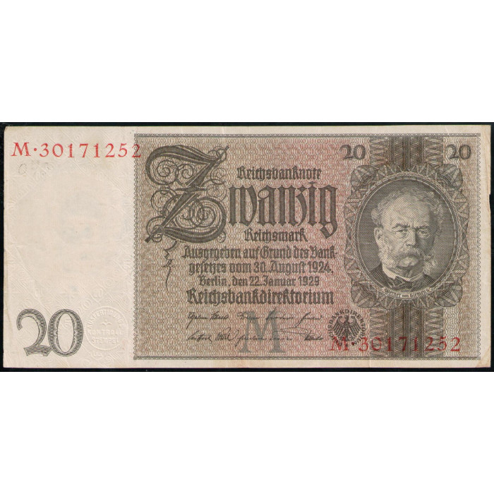 Германия 20 Рейхсмарок 1929 год 