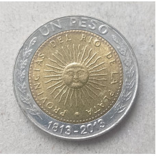 Аргентина 1 Песо 2013 год , 200-летие национальных монет , Майское солнце , Биметалл  