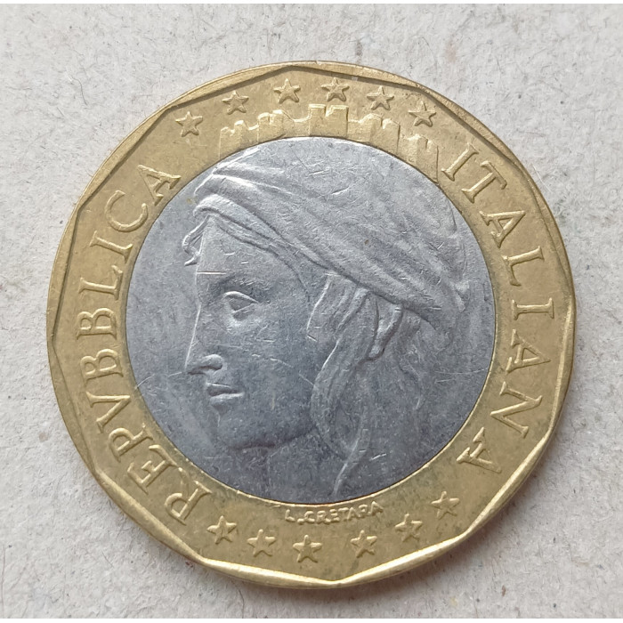Италия 1000 Лир 1998 год , Биметалл , Евросоюз
