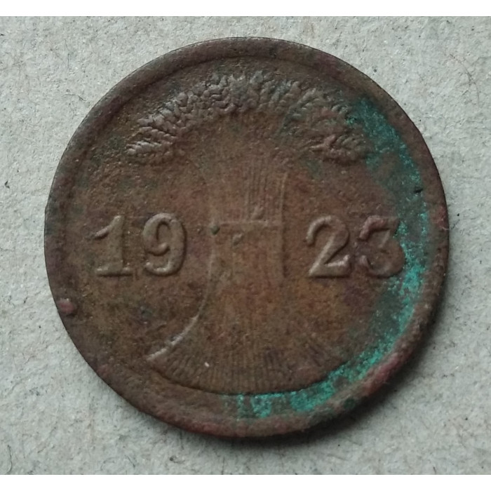 Германия 2 Рентенпфеннига 1923 год , А , Веймарская республика