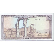 Ливан 10 Ливров 1986 год , UNC , Руины Анджара , Скальные образования Равше 