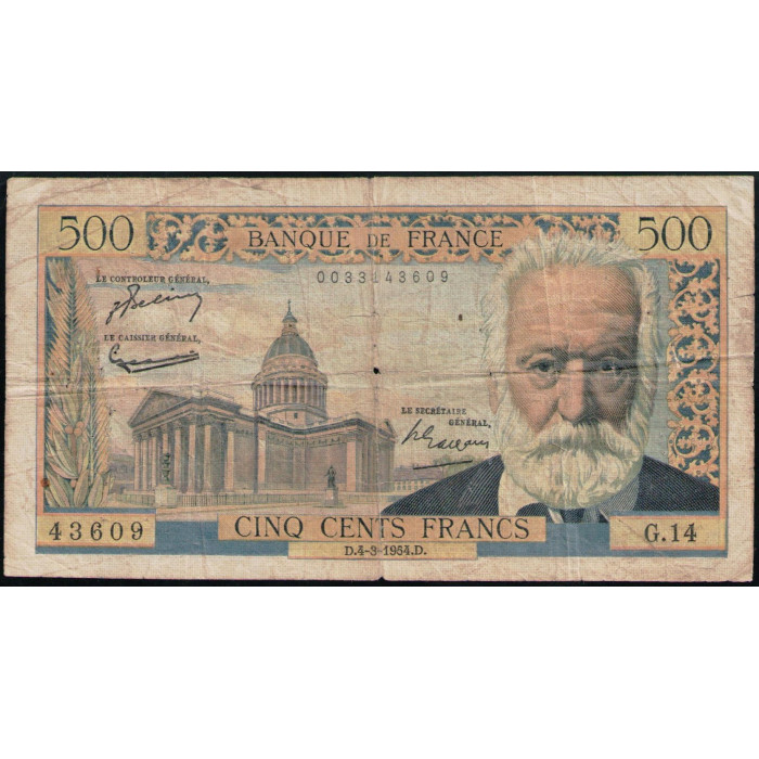 Франция 500 Франков 1954 год